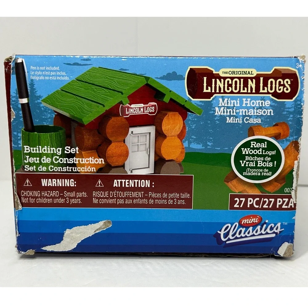 Lincoln Logs Mini Classics Mini Home Building Set 27 Pc‎ Real Wood 00779 New